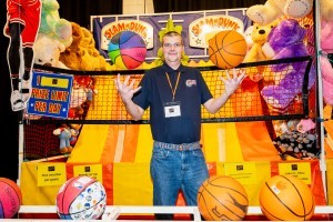 Showman at Basketball stall